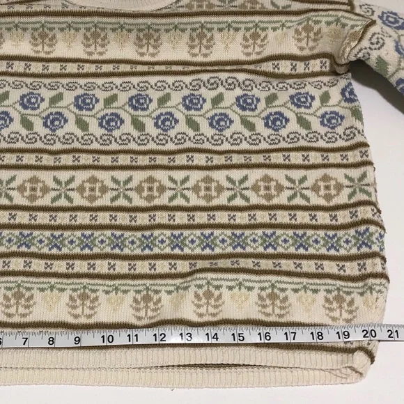 Vtg Eddie Bauer Fair Isle Cottagecore Sweater L (labeled Petite) - Picture 8 of 9